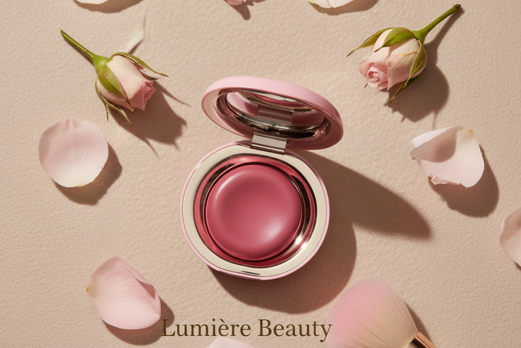Blush Lumière Beauty - cipria rosa minimal tortora logo dorato