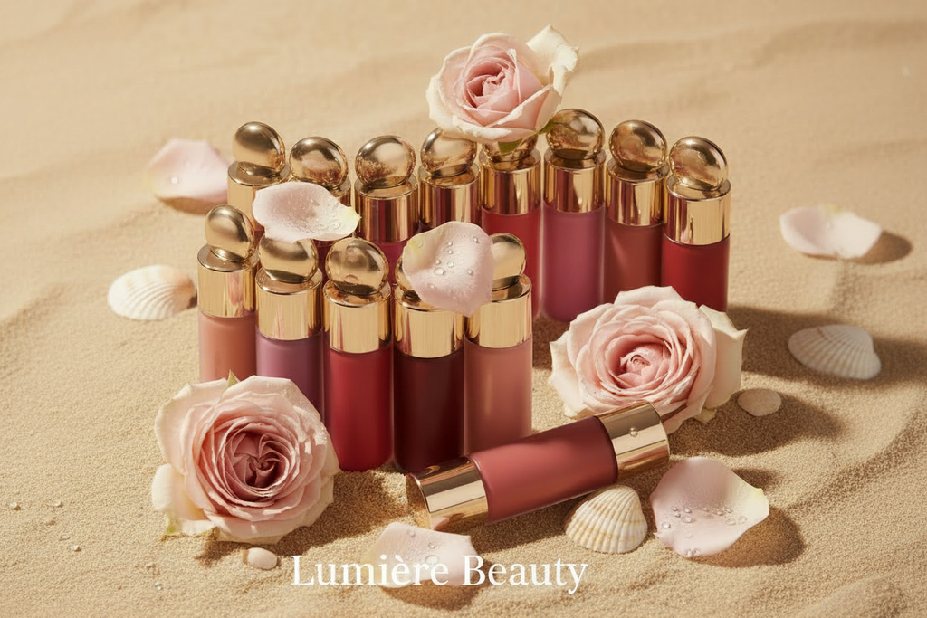 Lumière Beauty - boccette rose sabbia lifestyle logo